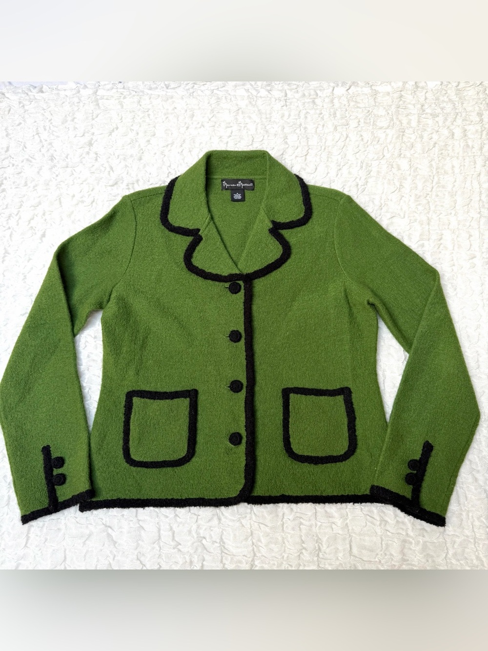 Mercer & Madison 100% Wool Green Black Trim Jacket Small - Picture 2 of 11